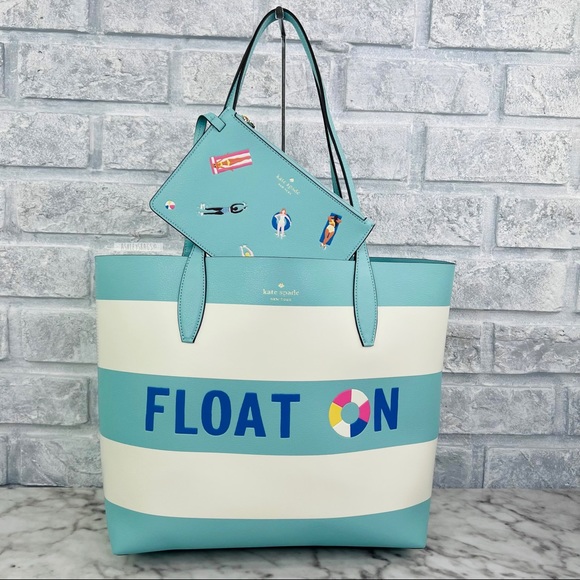 Kate Spade Pool Float Reversible Tote & Large Continental Wallet - Picture 2 of 16